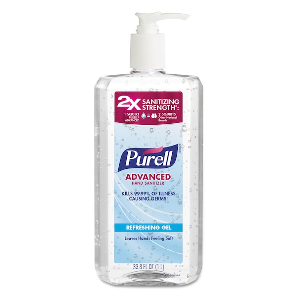Purell Advanced Hand Sanitizer Refreshing Gel, Clean Scent, 1 L Pump Bottle 3080-04-CMR